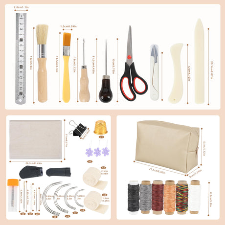 FUXAFU 50 Pcs Book Binding Kits, 13"x7.9" Inch Wooden Book Press，Books Binding Materials, with Bone Folder, Awl, Needles for DIY Bookbinding, BookRepair, Handmade Crafts FUXAFU