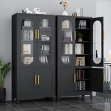 winiowa Metal Storage Cabinet with Adjustable Shelves，Garage Cabinet with 4 Lockable Doors, 71" Tall Kitchen Pantry Cabinets，Steel Locking Cabinets for Kitchen, Garage, Office,Living Room-Black winiowa
