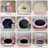 60" Trampoline for Kids, Anti-Rollover Round Bottom Baby Toddler Trampoline with Basketball Hoop, Indoor/Outdoor Kid Trampoline with Enclosure Net Redcoutt