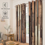 Jekeno Rustic Wooden Blackout Curtains Brown Wood Hardwood Floor Plank Board Door of Farmhouse Village Rural Lodge Retro Decor for Bedroom Living Room Grommet Window Drapes 2 Panel Set, 52"x84" Jekeno