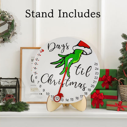 Christmas Decorations, 2024 Christmas Countdown Advent Calendar, Days Till Christmas Wooden Hanging Sign with Stand for Door, Wall, Table - Holiday Decorations Indoor Home Xmas Decor