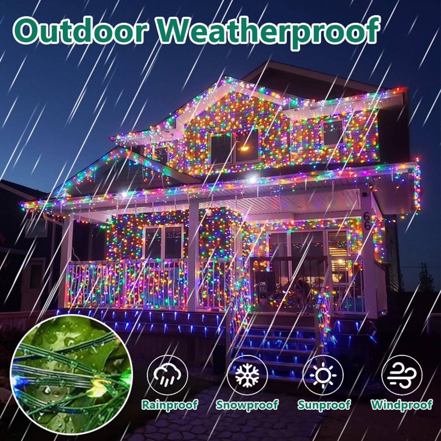 Voolex Christmas String Lights 1000LED 328FT, String Lights Outdoor Waterproof Christmas Lights with Remote, 8 Modes Twinkle Lights Plug in for Tree Wedding Christmas (Multicolored)