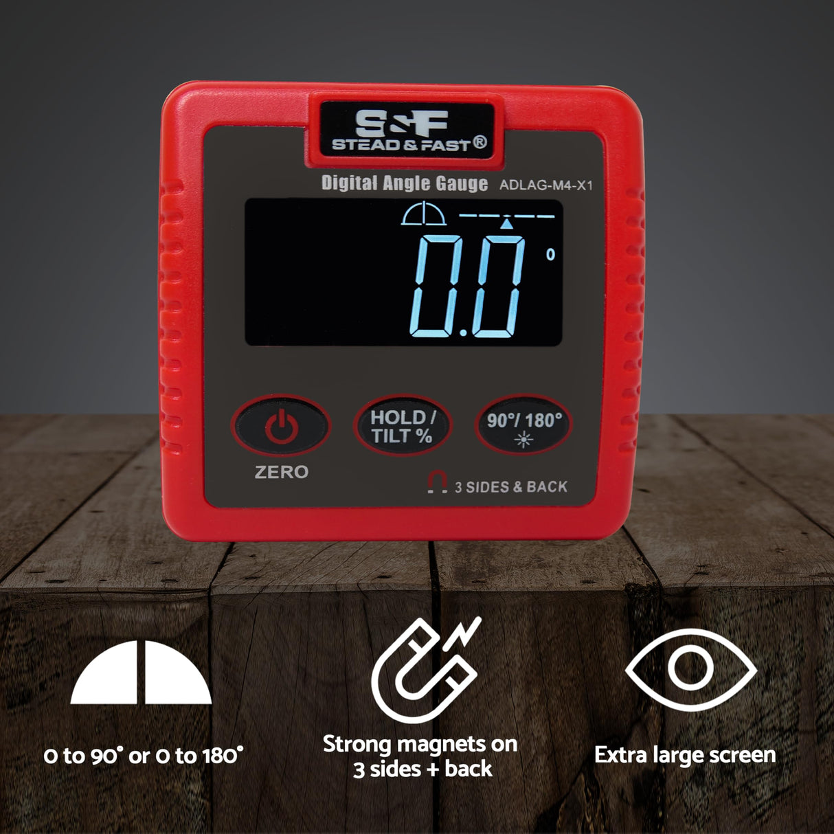 Digital Angle Gauge, Digital Angle Finder Magnetic (4 surfaces) with Laser, Inclinometer Digital with Large LCD display by S&F STEAD & FAST S&F STEAD & FAST