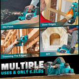 Cordless Electric Hand Planer: 3-1/4-Inch Handheld Planer for Makita 18V Battery (No Battery) - 15000 RPM Power Wood Planer for Woodworking, Carpentry, and Home DIY - Includes Blades and Edge Guide MtiolHig