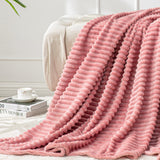 BEDELITE Fleece Throw Blanket for Couch – 3D Ribbed Jacquard Soft and Warm Decorative Fuzzy Blanket – Cozy, Fluffy, Plush Lightweight Pink Throw Blankets for Bed, Sofa, 50x60 inches BEDELITE