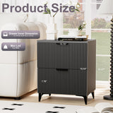 Royal Windsor Fluted Nightstand Set of 2 with 2 Drawers, Side End Table, Small Accent Storage Cabinet,Modern Night Stand Bedside Table for Bedroom,Black Royal Windsor