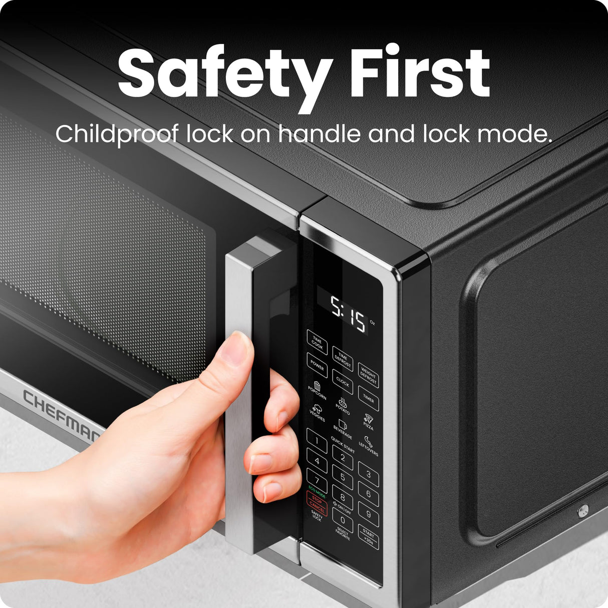 Chefman Countertop Microwave Oven 1.1 Cu. Ft. Digital Stainless Steel Microwave 1000 Watts with 6 Auto Menus, 10 Power Levels, Eco Mode, Memory, Mute Function, Child Safety Lock, Easy Clean Chefman