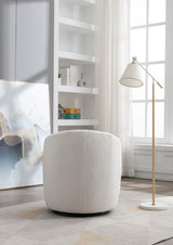INMOZATA Swivel Barrel Chair, Teddy Fabric Swivel Accent Armchair Barrel Chair with Metal Base, Upholstered Comfy 360°Round Single Reading Chair for Living Room Bedroom,Ivory INMOZATA