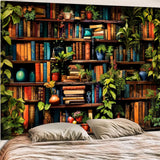 Accnicc Botanical Bookshelf Tapestry Lush Green Plant Book Shelf Tapestries Wall Hanging Art Vintage Retro Potted Plants Academics Library Book Tapestry for Bedroom Living Room Dorm 80 x 60 inch Accnicc