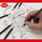 Pepy Professional Soft Charcoal Pencil Set – Set of 6 Pre-Sharpened Black Charcoal Pencils; Perfect for Drawing, Sketching, Blending and Shading Pepy