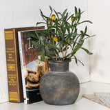 SIDUCAL Ceramic Rustic Farmhouse Vase | 6 Inch Pottery Decorative Flower Vase for Home Decor | Boho Vase | Terracotta Vase for Table, Living Room, Bathroom Decoration, Shelf Decor, Mantel, Bronze SIDUCAL