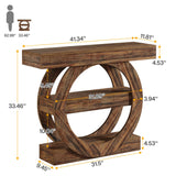 Tribesigns 41.3" Farmhouse Console Table, 3-Tier Sofa Table Behind Couch with Circle Base, Entryway Furniture with Storage Shelves for Living Room, Hallway, Foyer (Rustic Brown) Tribesigns