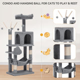 YITAHOME 44in Multi-Level Cat Tree for Indoor Kittens, Cat Furniture with Scratch Posts, Window Padded Plush Perch, Comfortable Hammock, and Interactive Pompoms, Light Gray YITAHOME