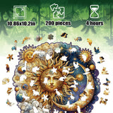 Wooden Puzzles for Adults, Sun and Moon Wood Puzzles 200 Pieces, Irregular Animal Shaped Unique Wooden Jigsaw Puzzles, Creative Ghristmas Gift for Teenagers and Adults WHJSG