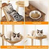 HOOBRO Cat Tree with Litter Box Enclosure, 44" Tall Wooden Cat Tower with Scratching Posts, Cat Hammock, Hidden Litter Box Furniture, All-in-One Indoor Cat Condo, Rustic Brown FG48MZ03 HOOBRO