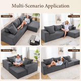 INGEROOM 108" Cloud Sectional Couch with L-Shape Chaise, Modular Sofa Memory Foam, Boneless Sofa with Movable Ottoman, Upholstered Couches for Living Room Bedroom, No Assembly Required, Dark Gray INGEROOM