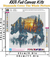 3 Pack Forest Bear Diamond Art Kits for Adults, Desert Horse DIY Diamond Painting Kits for Adults Beginners, Forest Wolves 5D Full Drill Diamond Dots 12 x12 inch Kaixine