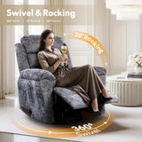 Softa Classic Swivel Rocker Recliner Chair for Adults with Handle, Massage Rocker Recliner, 360° Swivel Glider Nursery Chair with Premium Chenille, High Back, Living Room Bedroom Nursery (Gray) Softa