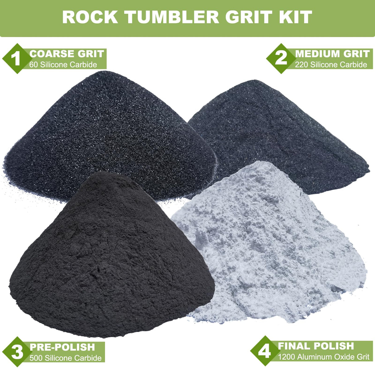 Toromp 3 LBS Rock Tumbler Grit and Polish Refill Kit - Tumbling Grit Media, Polish Up to 20 lbs. of Rocks, Works with Any Rock Polisher & Tumbler Supplies (4 Step -3 LBS)… Toromp