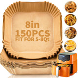 YOISDJL 150pcs Air Fryer Liners, 8.7" Square Parchment Disposable Paper Liner for Air Fryer, Baking, Roasting and Microwave, Non-Stick liner Accessories YOISDJL