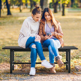 Tangkula 47” Black Outdoor Garden Bench for 2 - Sturdy Patio Seating with HDPE Slatted Seat & Metal Frame Tangkula