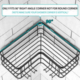 Yazoni Corner Shower Caddy, Adhesive Shower Shelves No Drilling [2-Pack], Rustproof Stainless Steel Bathroom Shower Organizer Wall Mounted with 8 Hooks (Black) Yazoni