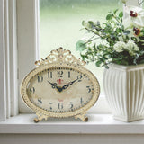Creative Co-Op Distressed Pewter Mantel Clock, Cream Creative Co-Op