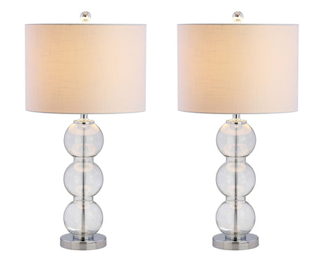 JONATHAN Y JYL1070D-SET2 Set of 2 Table Lamps Bella 27" Glass Triple-Sphere LED Table Lamp Contemporary Bedside Desk Nightstand Lamp for Bedroom Living Room Office College Bookcase, Clear/Chrome JONATHAN Y