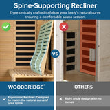 WOODBRIDGE Infrared Home Sauna Room 2 Person Hemlock Wooden Indoor Sauna,7 Carbon 2230W/120V Heaters,with Led Color Therapy Light,Bluetooth Speaker,Tempered Glass,Touch-Tone Keypad and A Top Vent WOODBRIDGE