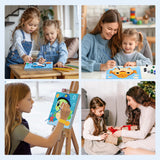 MXJSUA 4 Pack Cute Animals Paint by Numbers Kit with Framed Canvas for Ages 6-12 Kids, Turtle Paint by Numbers Kits for Children Beginners, Acrylic Oil Painting for Home Wall Decor Gift (8x8 inch) MXJSUA