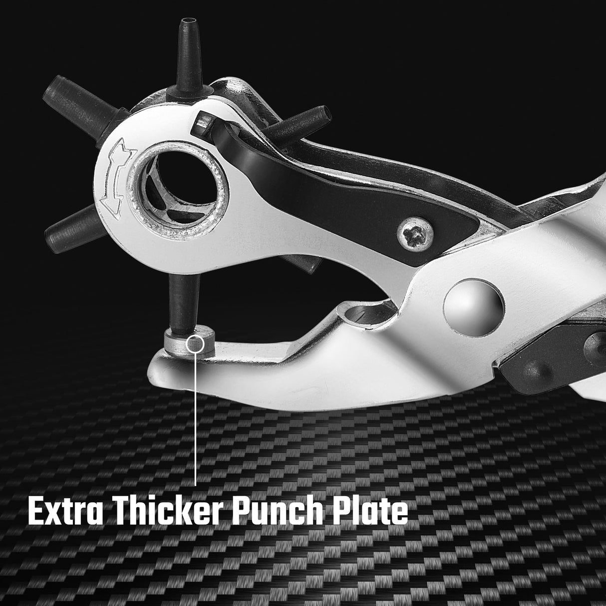 DURATECH Revolving Punch, Leather Hole Punch Tool, 8 Inch, 6 Multi-Hole Size Covers 2mm to 4.5mm, for Belts and Dog Collars, Ideal for DIY Projects DURATECH