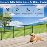 Zylorix 16ft-20ft Complete Set Cable Railing System, 42" Black T304 Stainless Steel Cable Railing Posts Kit with Adjustable Handrail Cable Rail, One-Stop Super Easy DIY for Outdoor Level Decks Zylorix