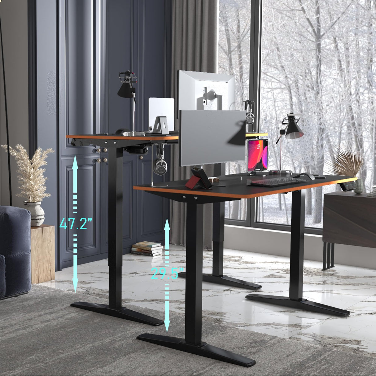 Monomi Height Adjustable Electric Standing Desk, 48 x 24 Inches Sit Stand up Desk, Memory Computer Home Office Desk (Black Frame+ Black Top) Monomi