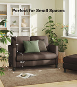 Welzona Loveseat Sofa, 51" Small Sofa Couch for Bedroom, Comfy Teddy Love Seat, Tool-Free Setup Sofas for Living Room, All-Wood Small Couches for Small Spaces, Small Couch No Pillow Include, Brown Welzona