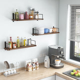 EALLRINEC Floating Shelves - 24 Inch Wall Mounted Set of 3 Rustic Wood Shelves for Wall Decor and Living Room Storage (Brown) EALLRINEC