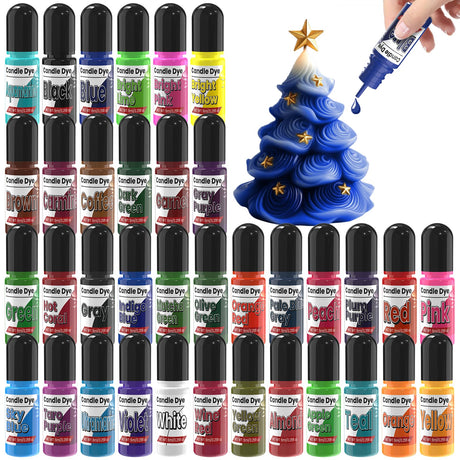 Candle Dye - 36 Colors Candle Making Dye, Highly Concentrated Liquid Oil-Based Coloring for Soy Wax, Bees Wax, Gel Wax - Easy Color and Safe - 6ml/Bottle ERCorArt