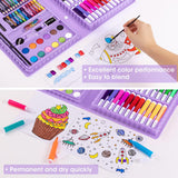 2 Pack Art Kit, Vigorfun Drawing Painting Art Supplies for Kids Girls Boys Teens, Gifts Art Set Case Includes Oil Pastels, Crayons, Colored Pencils, Watercolor Cakes (Purple) VigorFun