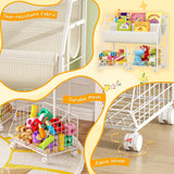 Kids Bookshelf and Toy Storage with 2 Lockable Rolling Baskets – Small Book Shelf for Kids Rooms, Montessori Children Toddler Bookshelf for Nursery, Playroom, Bedroom, Holds Up to 20 Books & Toys koozuuyk