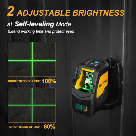 PREXISO Laser Level with Tripod, IP54 Professional 150° Wide Angle Laser Level Self Leveling - 2 Brightness Adjustment 100Ft Cross Laser Line Tool for Construction, Ceiling Alignment, Floor Tile Prexiso