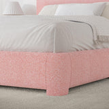 King Size Bed Frame, Upholstered Platform Bed King with Headboard, Boucle Soft and Cloud Bed Frame, Modern Style, No Box Spring Required, Easy Assembly, Pink BarnFurin