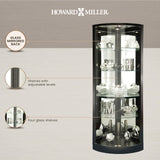 Howard Miller Jaime Curio Cabinet - Floor Mount Showcase Black Finish Adjustable Shelves & Levelers Illuminated Interior Lightning Perfect for Living Room Office and Room Decor Howard Miller