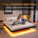 AGXI Floating Bed Frame with LED Lights and Charging Station, 14 Inch King Size Floating BedFrame - Modern King Size Bed Frame Easy Assembly No Box Spring Needed AGXI