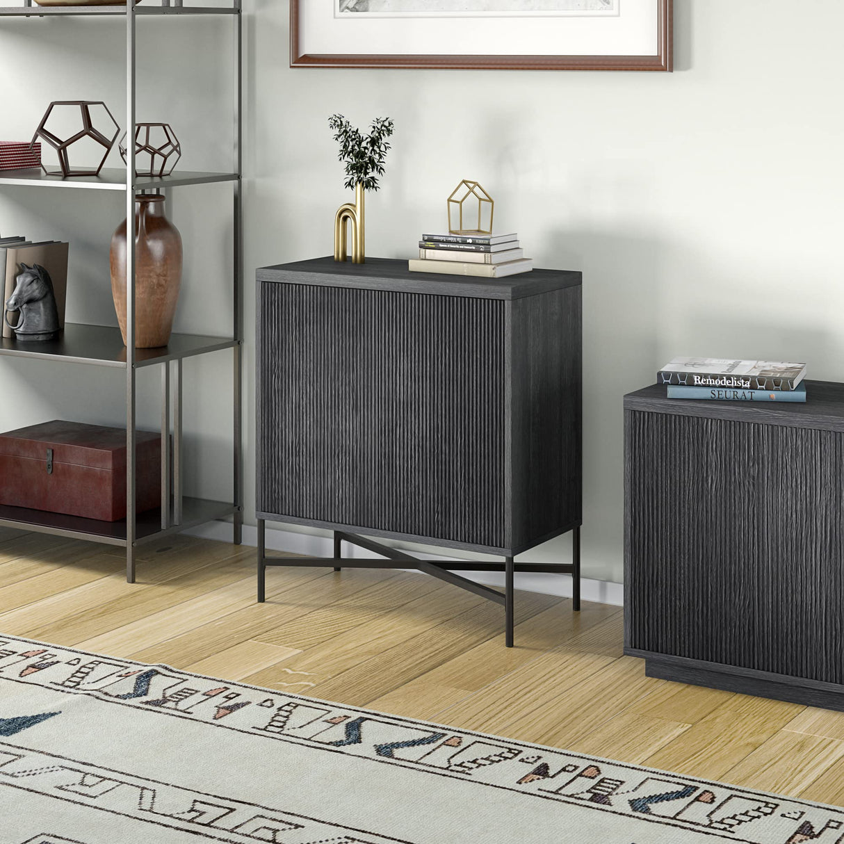 Henn&Hart Brighton Accent Cabinet, 28" Wide, Dark Gray Henn&Hart