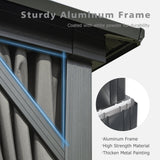 SHPAI Hardtop Gazebo 10x14FT, Aluminum Outdoor Gazebo with Galvanized Steel Double Roof Canopy, Curtains and Nettings, Metal Gazebo Permanent Pavilion for Patio Wedding, Party, Outdoor Dining, Gray SHPAI