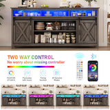 70" LED Farmhouse TV Stand for 80/75/70 Inch TVs,Tall Entertainment Center Storage Cabinets w/Power Outlets and Sliding Barn Door,Rustic TV Stands for Living Room,Media Console Cabinet (Charcoal) Hlivelood