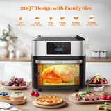 Air Fryer Oven Large 20 QT, 10-in-1 Airfryer Combo with Window for Family, Air Fryer Toaster Oven with Rottisserie Racks & Cookbook, ETL Certified Gluck
