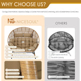 NICESOUL® Double Egg Chair Indoor Outdoor Stationary Oversized Thicken Padded Cushions,2 Person Egg Loveseat Chair, 680 lbs Extra Large Lounge Chair for Patio Balcony Porch Brown NICESOUL