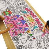 Tiny Expressions Personalized Princess Birthday Coloring Tablecloth - Rolled, No Creases 30" x 72" Giant Coloring Poster for Kids, Customizable with Child’s Name - Ideal for Princess-Themed Parties Tiny Expressions