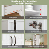 70" Tall Storage Cabinets, Large Wood Storage Pantry Cabinet with 6 Adjustable Shelves, 2 Striped Doors & Drawer, Standing Utility Cabinet for Kitchen, Bathroom, Dining Room, Antique (White) Decofy