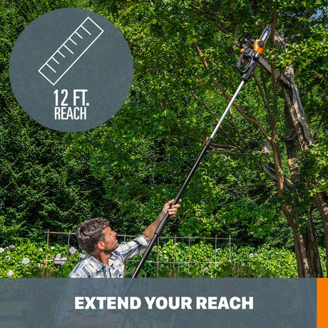 Worx WG323 20V Power Share 10" Cordless Pole/Chain Saw with Auto-Tension (Battery & Charger Included) WORX